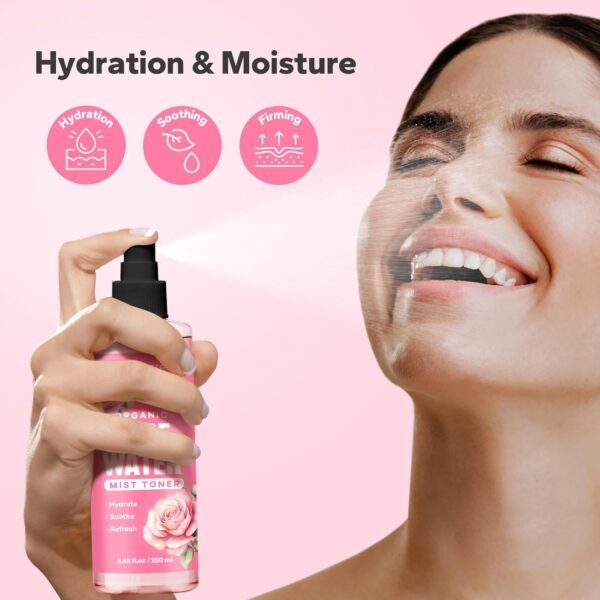SilkySecret Spray De Água De Rosas Orgânico (8,45 Fl Oz), Spray De Água De Rosas Para Rosto E Cabelo, Tônico Hidratante Facial, Água De Rosas Para Cuidados Com A Pele - Imagem 2