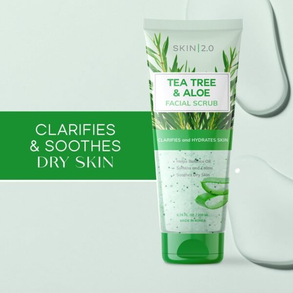 Skin 2.0 Esfoliante De Melaleuca E Aloe Vera - Testado Por Dermatologistas, Limpador Multitarefa, Limpa A Pele - Antienvelhecimento, Beleza Limpa, Cuidados Com A Pele Coreanos Sem Crueldade Para To - Imagem 2