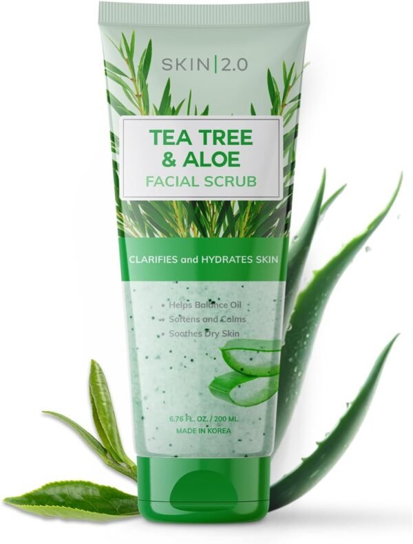 Skin 2.0 Esfoliante De Melaleuca E Aloe Vera - Testado Por Dermatologistas, Limpador Multitarefa, Limpa A Pele - Antienvelhecimento, Beleza Limpa, Cuidados Com A Pele Coreanos Sem Crueldade Para To