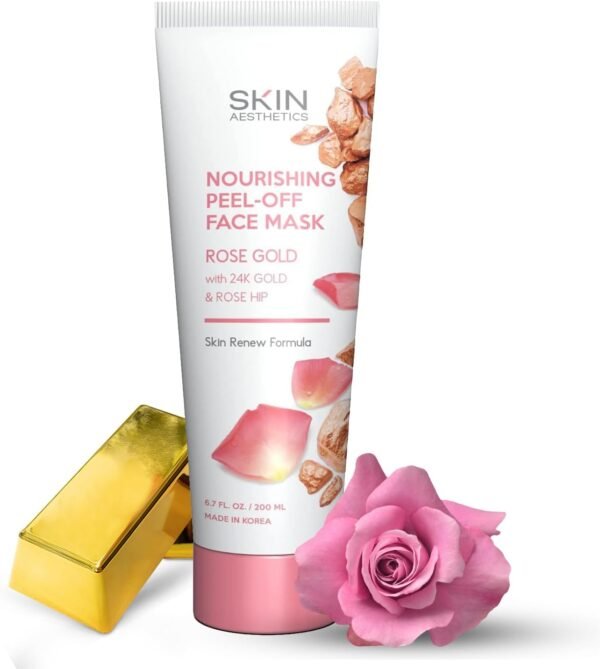 Skin Aesthetics Máscara Facial Peel-Off Ouro Rosa - Desobstrui Os Poros, Remove Oleosidade E Sujeira, Firma A Pele, Remove Cravos - Testado Por Dermatologistas - Cuidados Com A Pele Coreanos - Belez