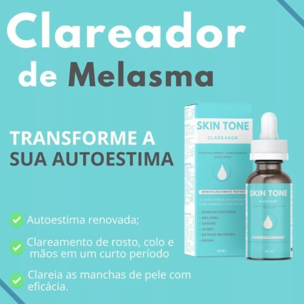 Skin Tone Clareador Facial - Manchas Melasma Sardas Acne Estrias Rugas 60Ml Serum - Imagem 2