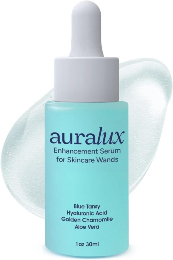 Soro de ativação de terapia de luz vermelha para rosto e pescoço - para varinha facial, terapia de luz vermelha e dispositivo facial de microcorrente - fórmula natural - azul tanásia, ácido