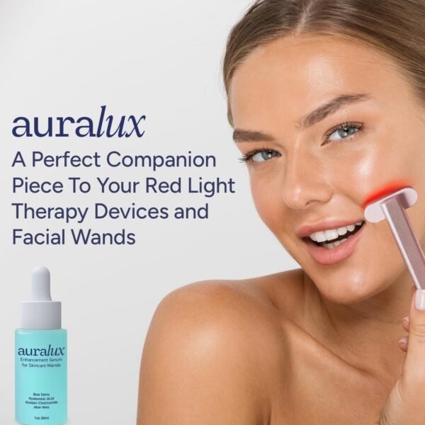 Soro de ativação de terapia de luz vermelha para rosto e pescoço - para varinha facial, terapia de luz vermelha e dispositivo facial de microcorrente - fórmula natural - azul tanásia, ácido - Imagem 2
