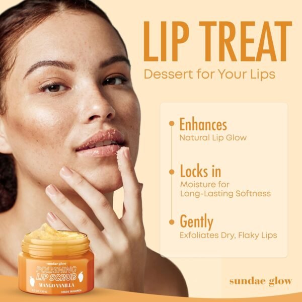 Sundae Glow Esfoliante Labial De Manga E Baunilha - Testado Por Dermatologistas, Antienvelhecimento, Cuidados Com A Pele Coreana, Esfoliação Profunda E Hidratação - Lábios Macios, Suaves E Carnudos - Imagem 2