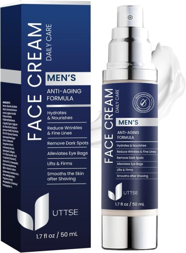 Uttse Hidratante Facial Masculino 6 Em 1: Creme Facial Antienvelhecimento - Tratamento Para Bolsas Nos Olhos - Cuidados Com A Pele Para Homens - 1,7 Fl Oz