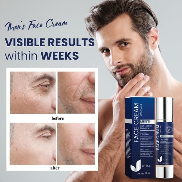 Uttse Hidratante Facial Masculino 6 Em 1: Creme Facial Antienvelhecimento - Tratamento Para Bolsas Nos Olhos - Cuidados Com A Pele Para Homens - 1,7 Fl Oz - Imagem 2