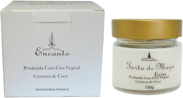 Vela Aromática de Torta de Maça Artesanal Cera de Coco Perfumada 130gr