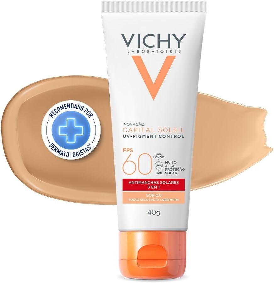 Vichy, Pigment Control, Protetor Solar Facial anti manchas com Alta cobertura, Vitamina B3, Ácido Tranexâmico, FPS60, 40g 1 Vichy, Pigment Control, Protetor Solar Facial anti manchas com Alta cobertura, Vitamina B3, Ácido Tranexâmico, FPS60, 40g