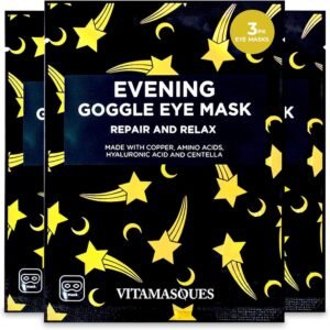 Vitamasques Máscara sob os olhos, pacote com 3 máscaras de óculos ultra-revitalizantes, cuidados com a pele coreana, hidrata e suaviza linhas finas e aparência cansada sob os olhos - ácido hialurônico