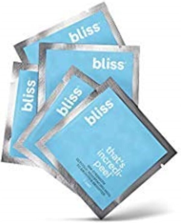bliss That's Incredi-peel Glycolic Resurfacing Pads Spa-Strength, Targets Fine Lines & Dark Spots Single-Step, No-Rinse Paraben Free, Cruelty Free Travel Size - 5 Pads